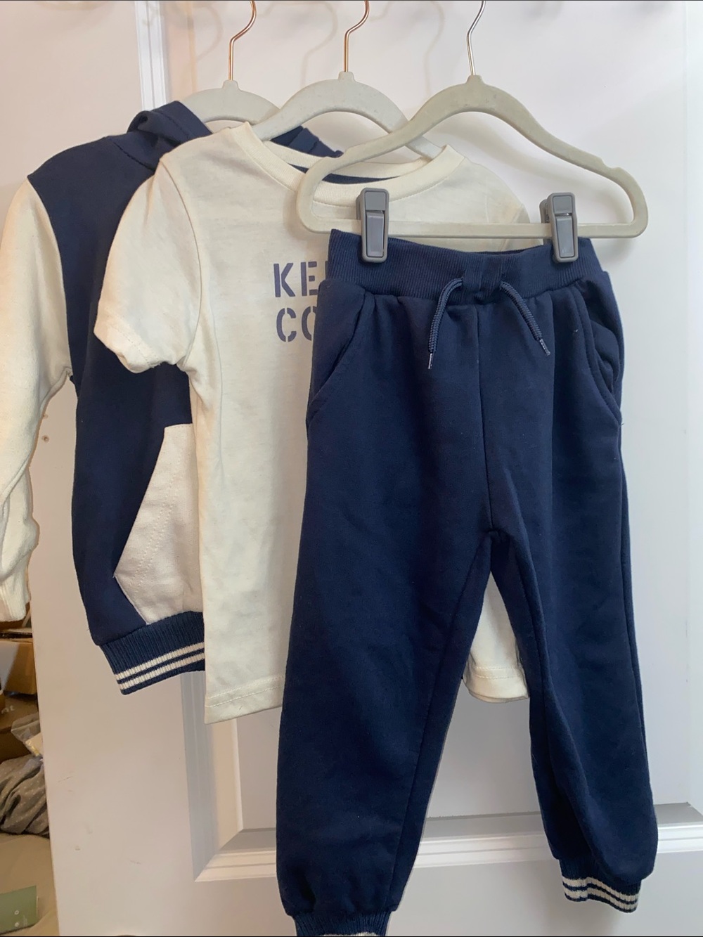 Kenneth Cole Navy & Cream Kids Hoodie, Joggers and Tee Set